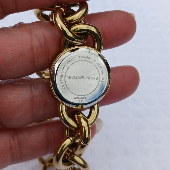 Michael Kors Watch Gold Chain Link Crystal Face MK Bling Watch - Picture 6 of 15
